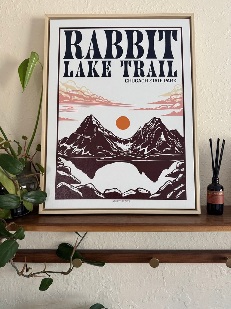Framed Canvas 'Rabbit Lake' Print at SteamDot