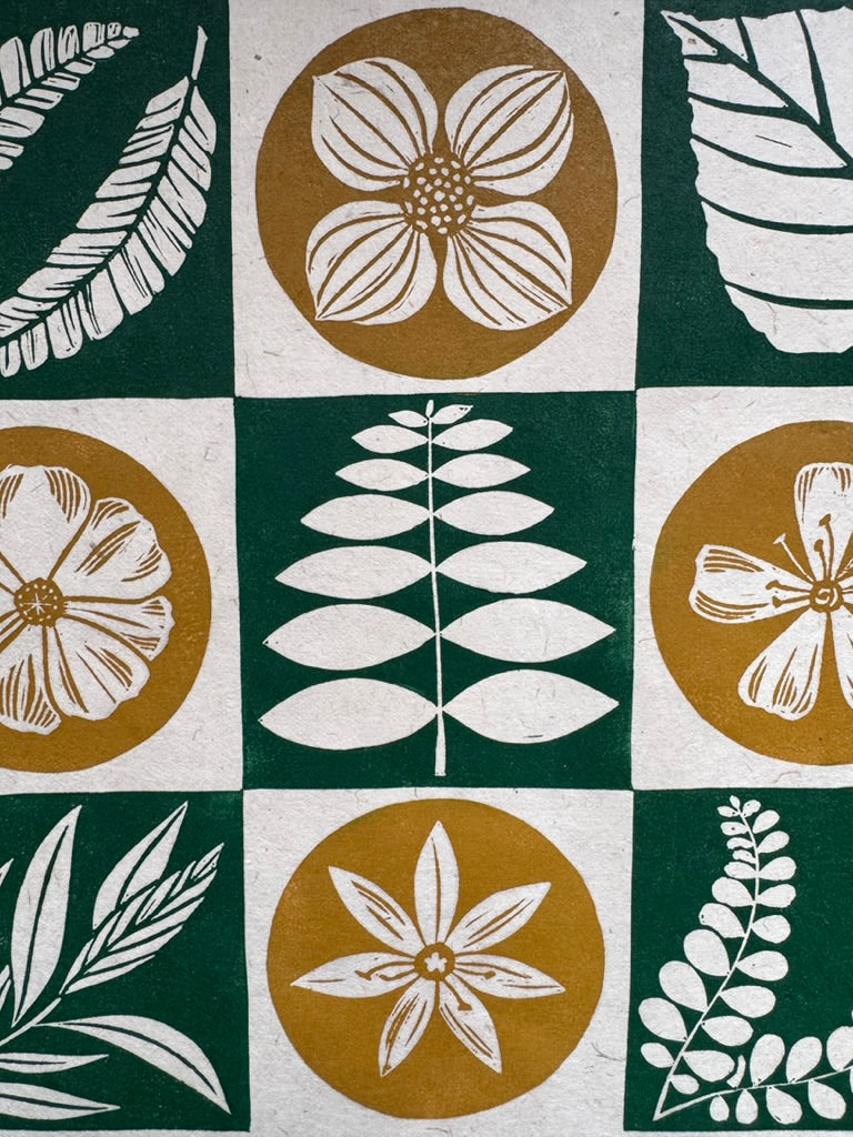 Alpine Flora Linocut Print  SALE - 50% off