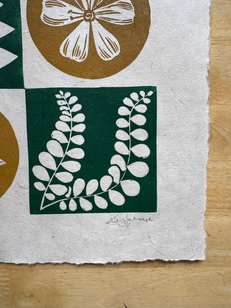 Alpine Flora Linocut Print  SALE - 50% off