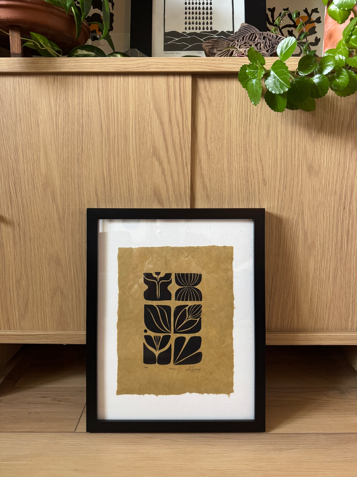 Framed Original Linocut 'Bloom' at SteamDot