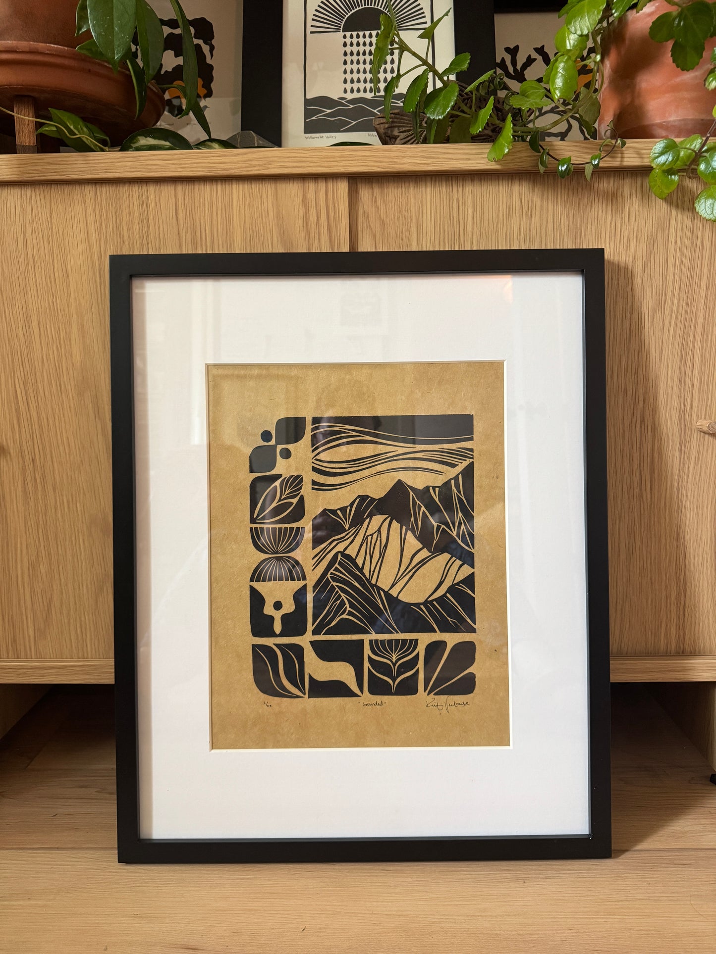 Framed Original Linocut 'Grounded' at SteamDot