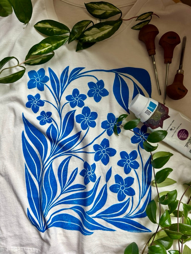 Forget-Me-Not tee • hand printed