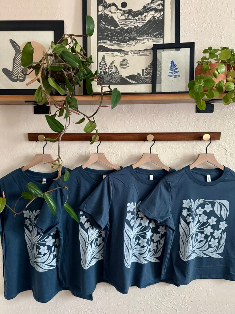 Forget-Me-Not hand printed tee