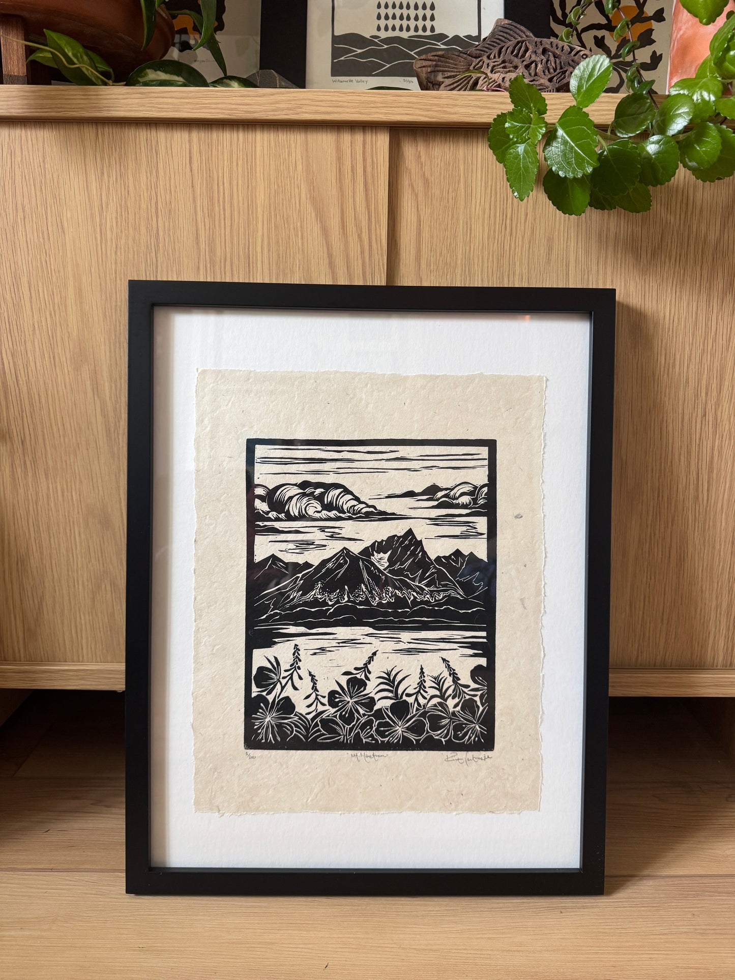 Framed Original Linocut 'Mt. Marathon' at SteamDot