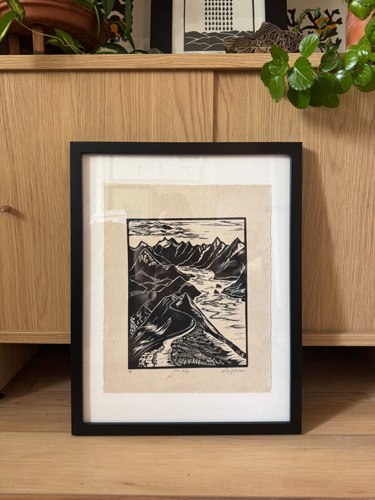 Framed Original Linocut 'Grace Ridge' at SteamDot