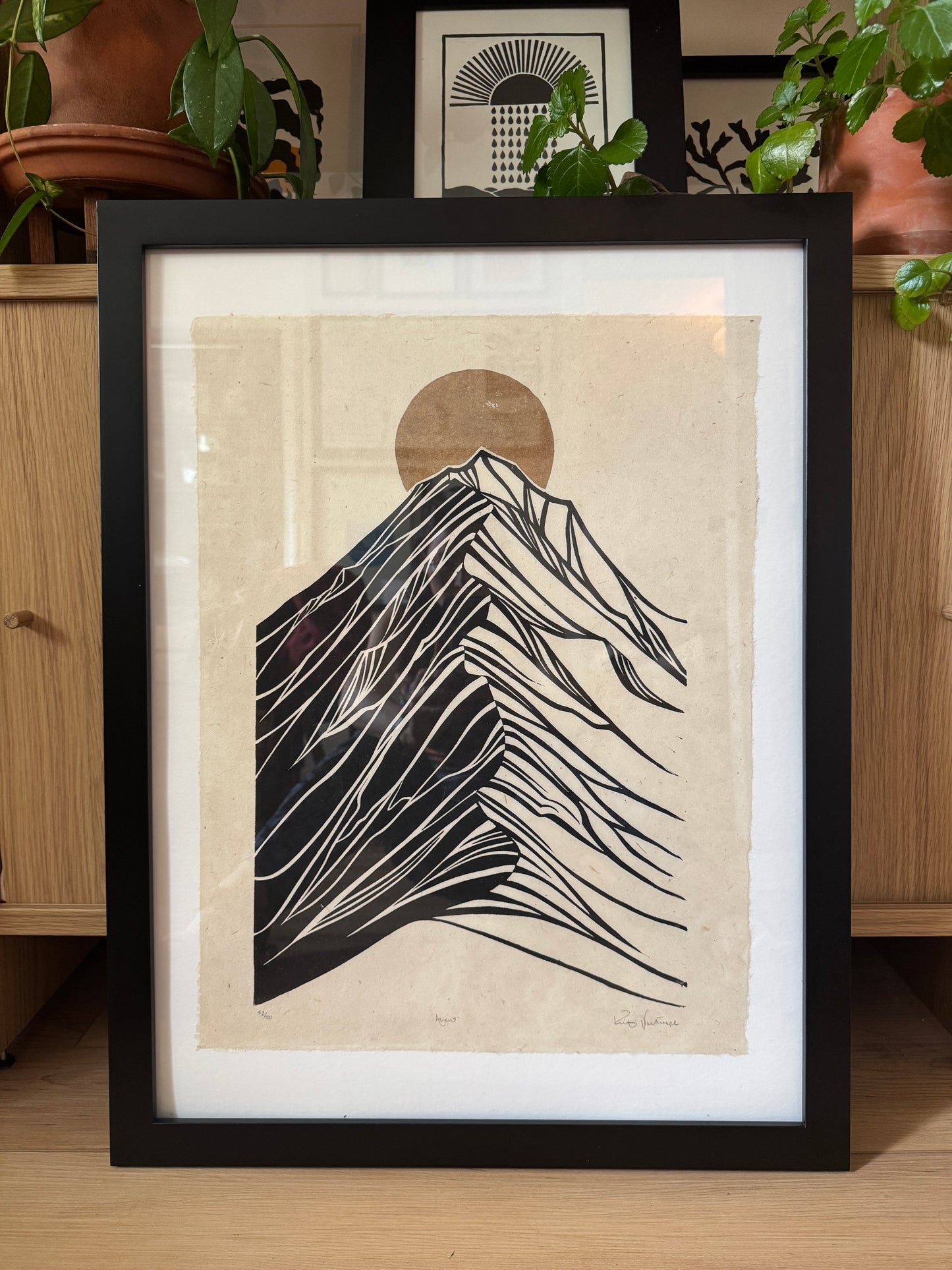Framed Original Linocut 'Ascent' Print at SteamDot