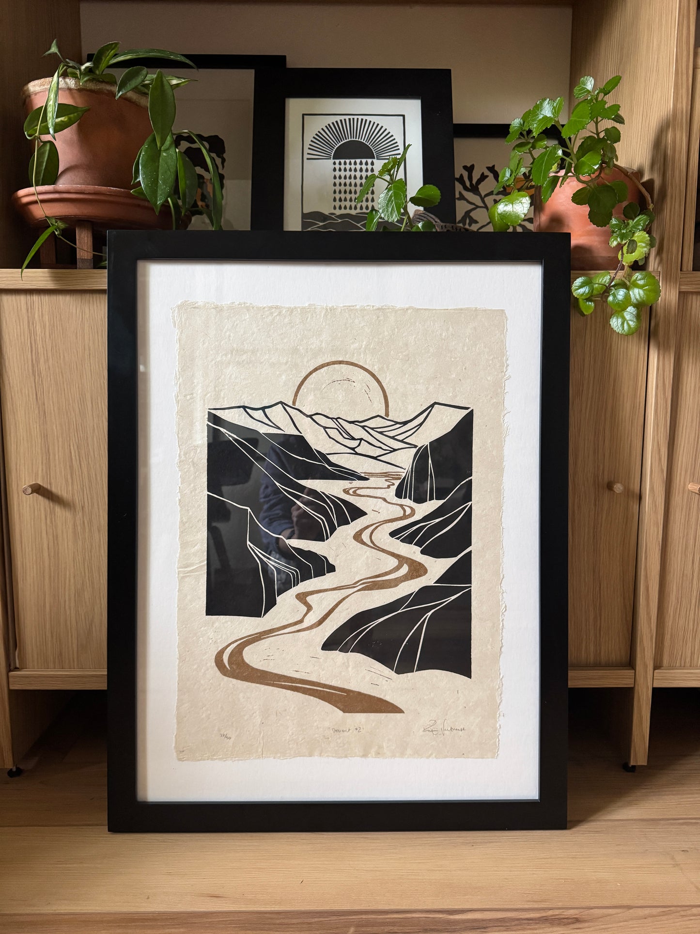 Framed Original Linocut 'Descent #2' Print at SteamDot