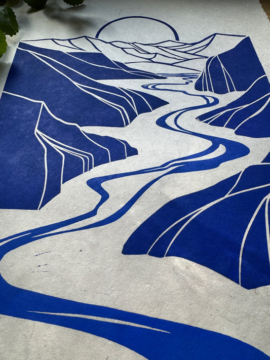 'Descent' ultramarine blue test prints- SALE 50% off