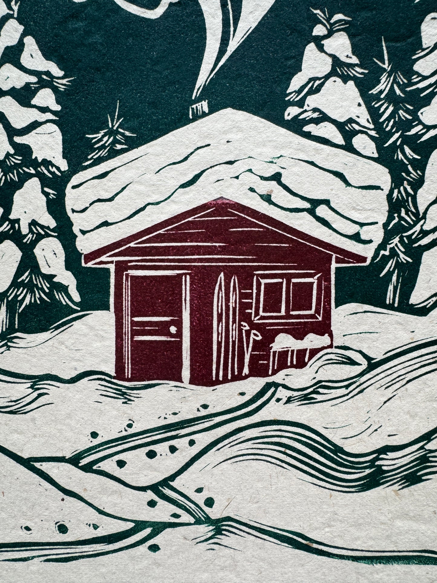 Fox Creek Cabin - SALE - test prints with green ink