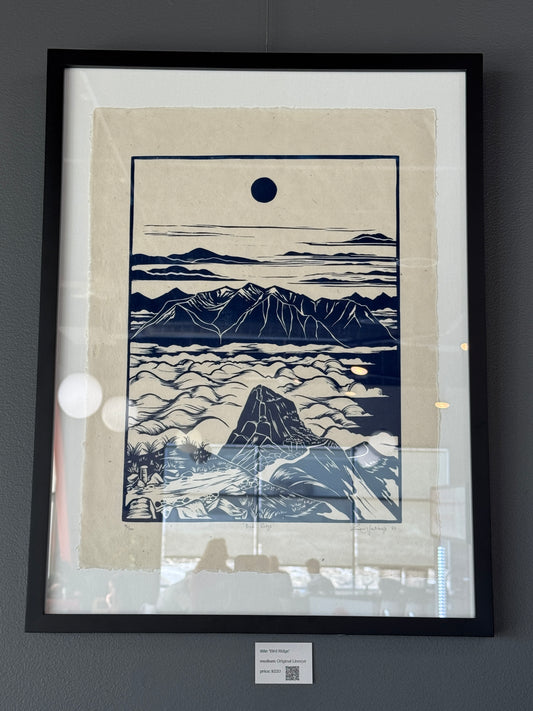 Framed 'Bird Ridge' Original Linocut at SteamDot
