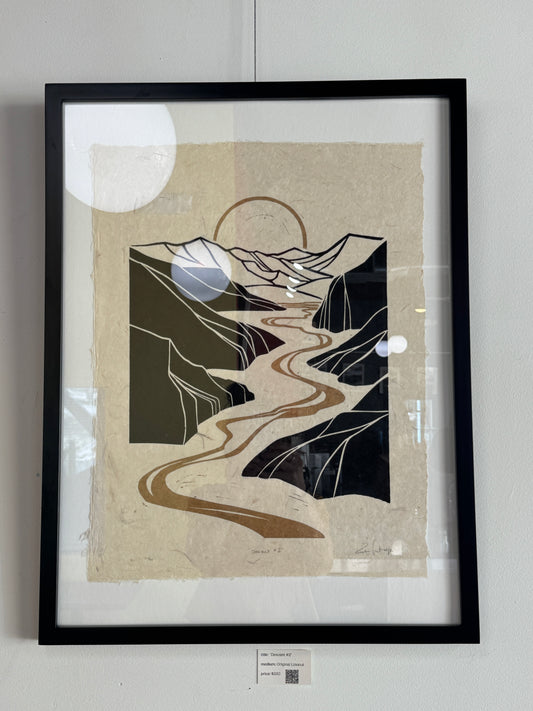 Framed Original Linocut 'Descent #2' Print at SteamDot