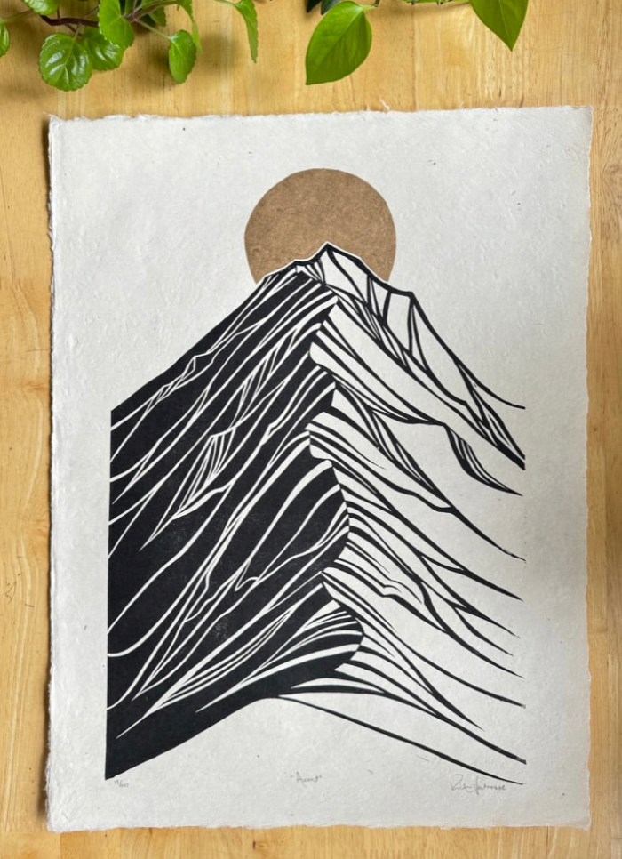Framed Original Linocut 'Ascent' Print at SteamDot